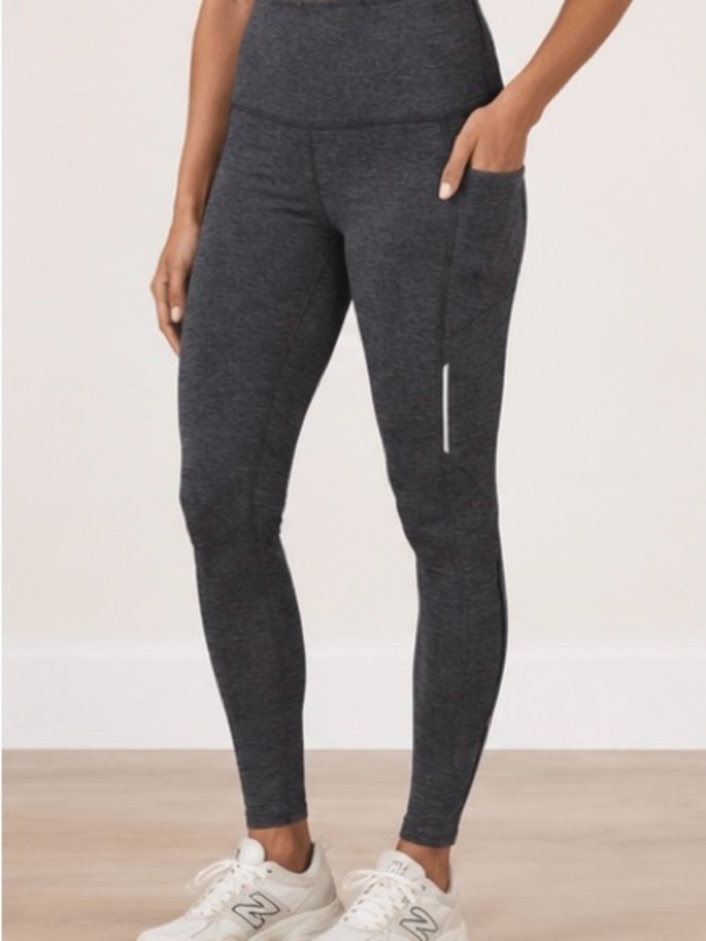 Athleta Rainier Heathered Leggings | Large | High Rise Reflective Running Tights